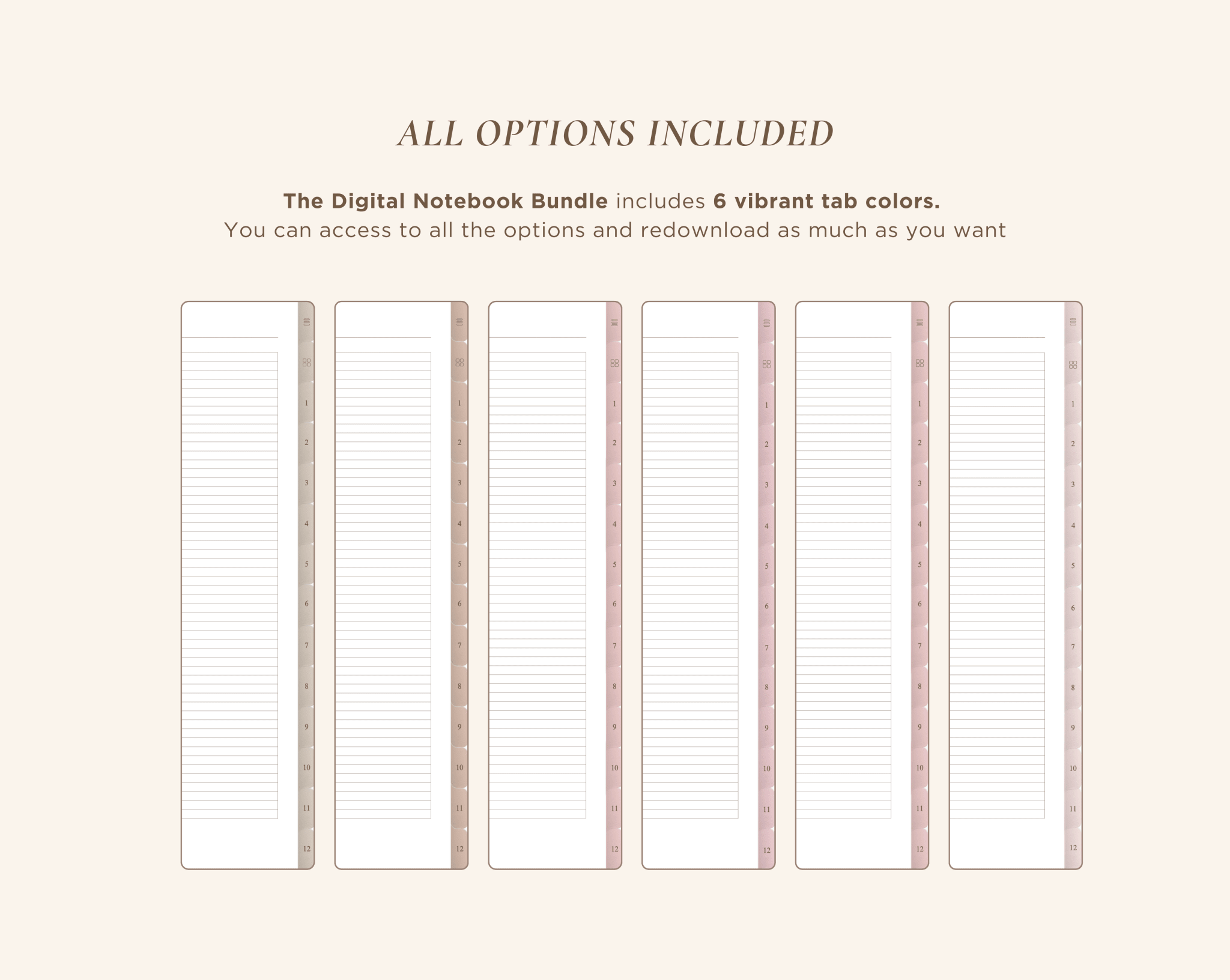 12 Subject Digital Notebooks | Bundle Landscape & Portrait | 6 Soft Colors - Meeplanner