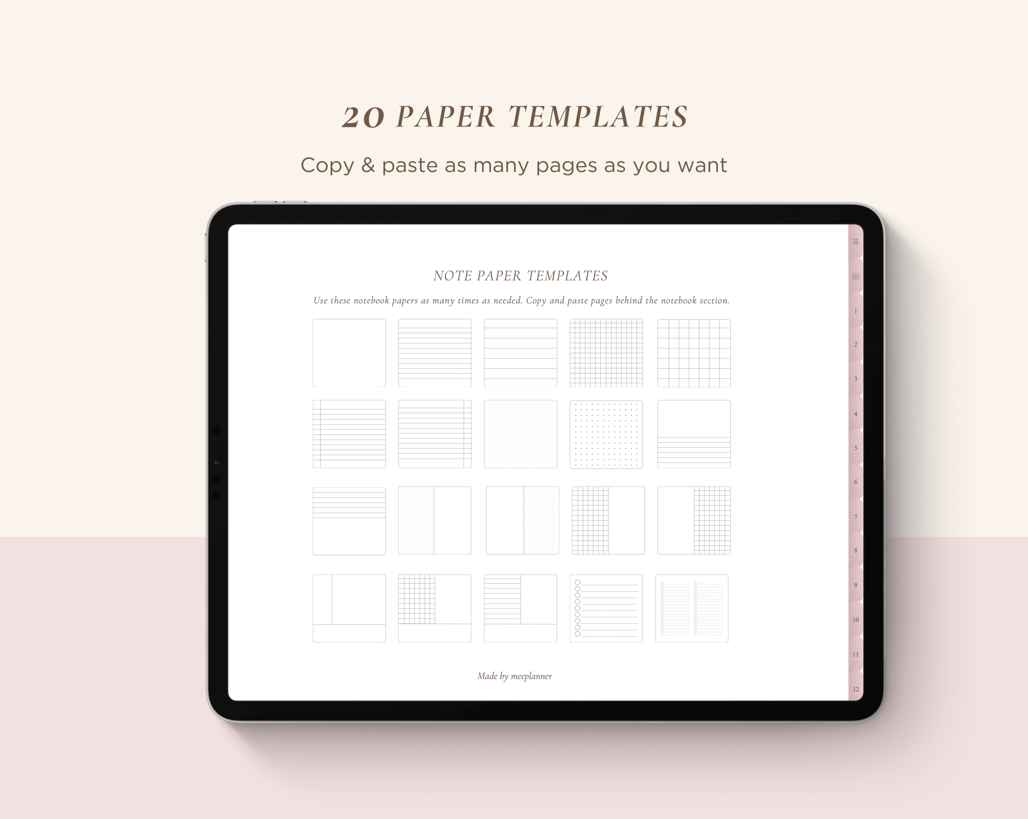 12 Subject Digital Notebooks | Bundle Landscape & Portrait | 6 Soft Colors - Meeplanner