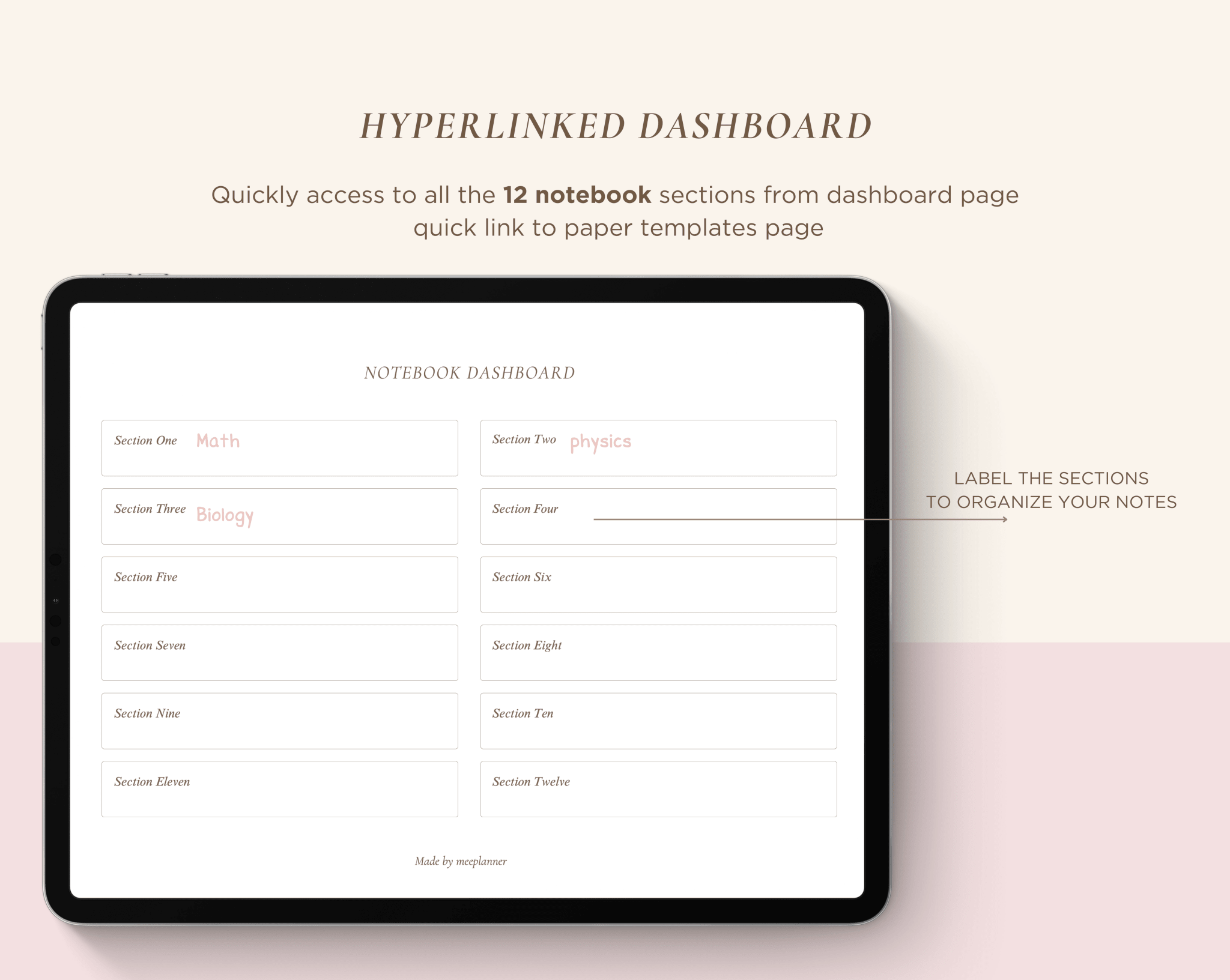 12 Subject Digital Notebooks | Landscape | 6 Soft Colors - Meeplanner