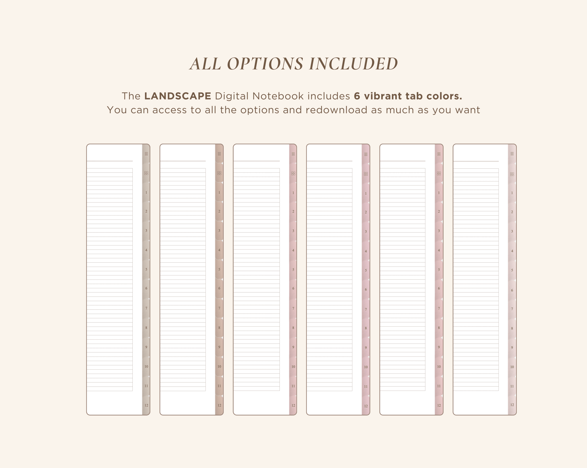 12 Subject Digital Notebooks | Landscape | 6 Soft Colors - Meeplanner