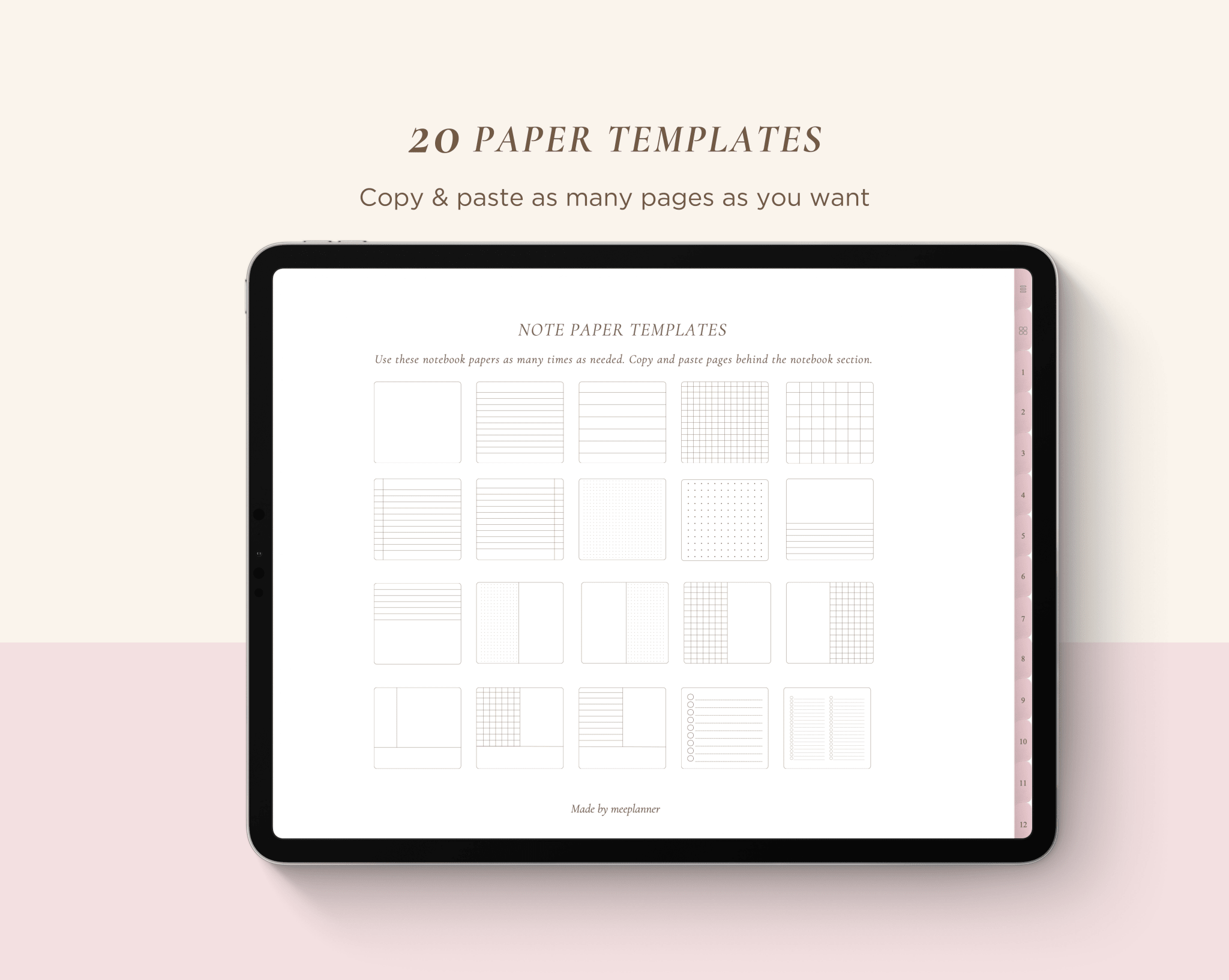 12 Subject Digital Notebooks | Landscape | 6 Soft Colors - Meeplanner