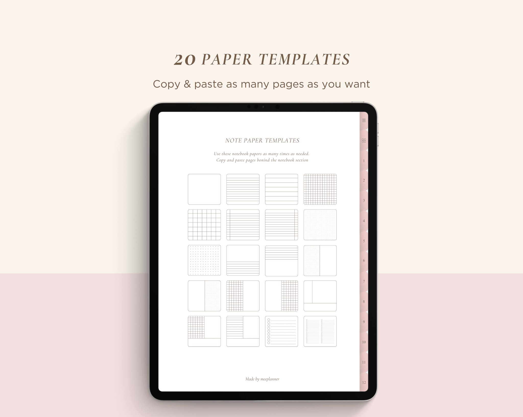 12 Subject Digital Notebooks | Portrait | 6 Soft Colors - Meeplanner