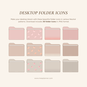 30 Neutral Digital Folder Icons for Desktop Organization