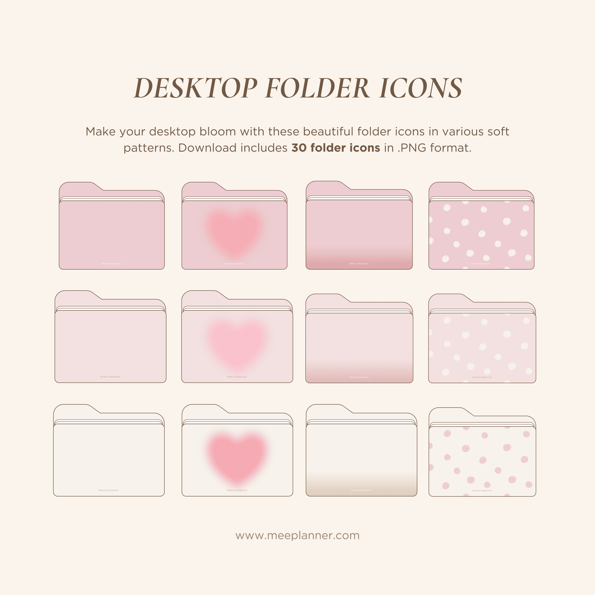 30 Soft Pink Desktop Folder Icons - Meeplanner