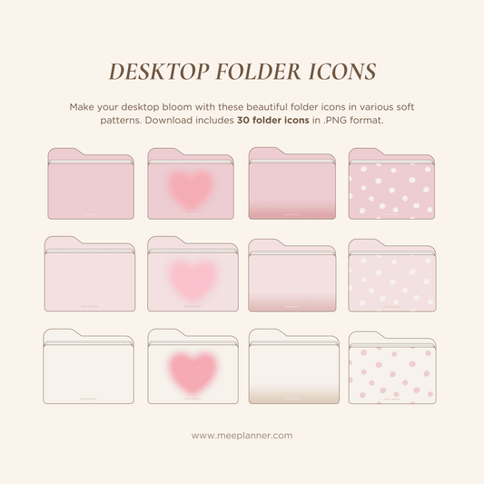 30 Soft Pink Desktop Folder Icons - Meeplanner