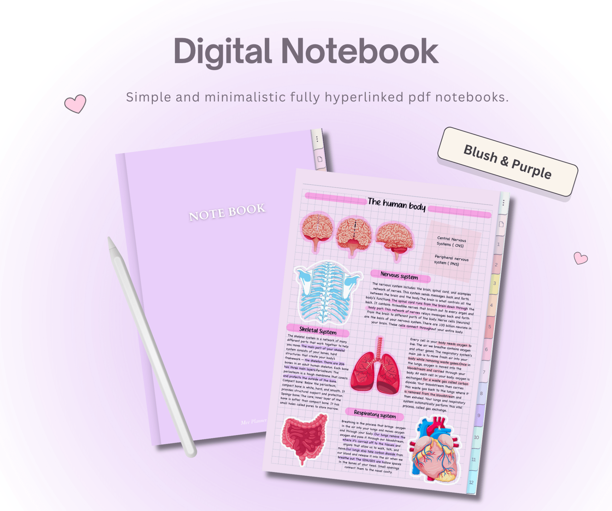 Digital Notebook - Blush & Purple Pages - Meeplanner
