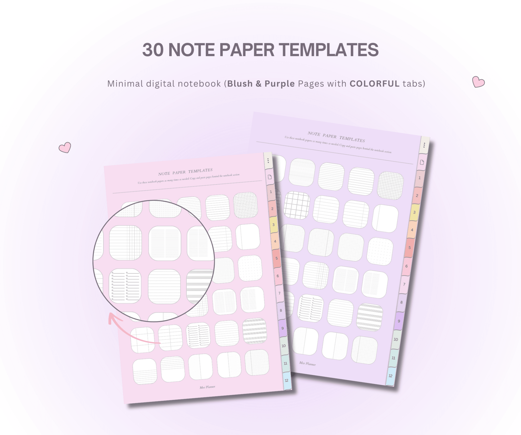 Digital Notebook - Blush & Purple Pages - Meeplanner