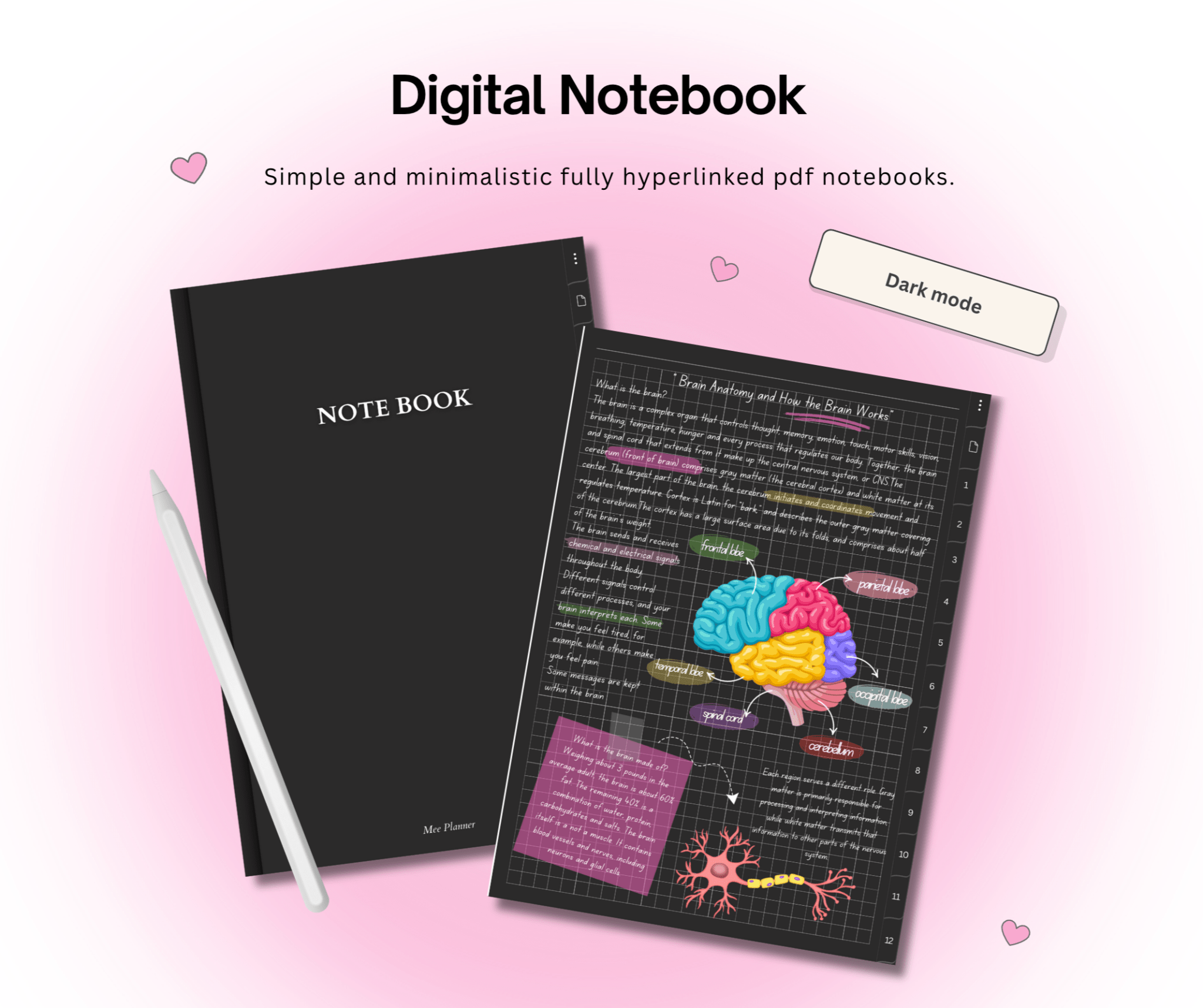 Digital Notebook - Dark Mode - Meeplanner