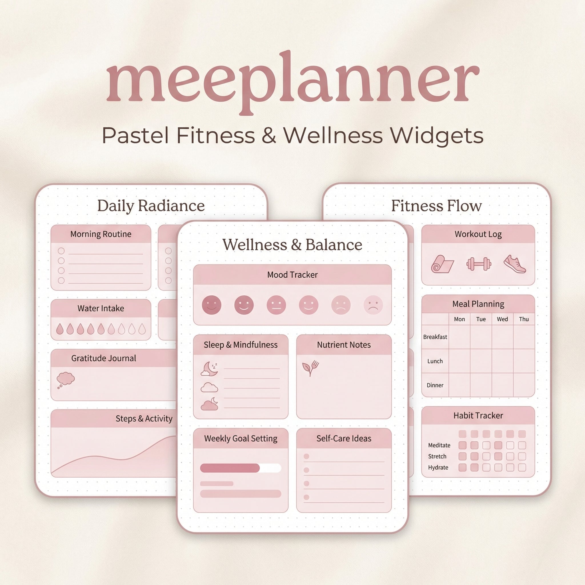 Fitness & Wellness Series 01 – The Ultimate Health, Fitness & Self - Care Planner for iPad - (New!) - Meeplanner