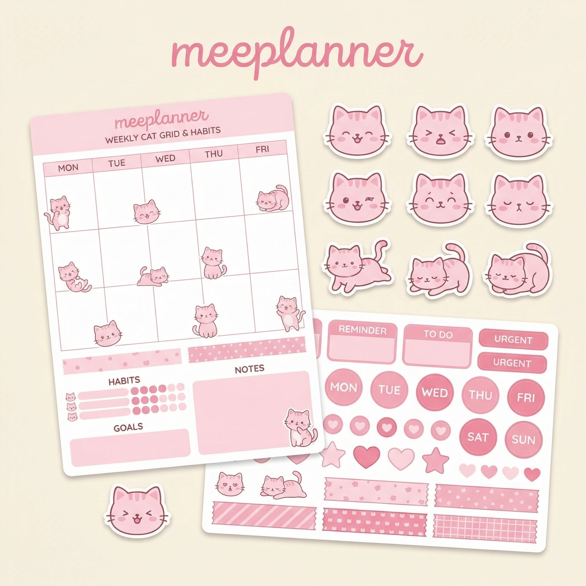Miu Jiu Cute Sticker Series 03 - Cat | (+200 Sticker) - New! - Meeplanner