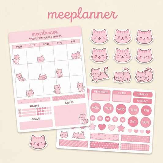 Miu Jiu Cute Sticker Series 03 - Cat | (+200 Sticker) - New! - Meeplanner