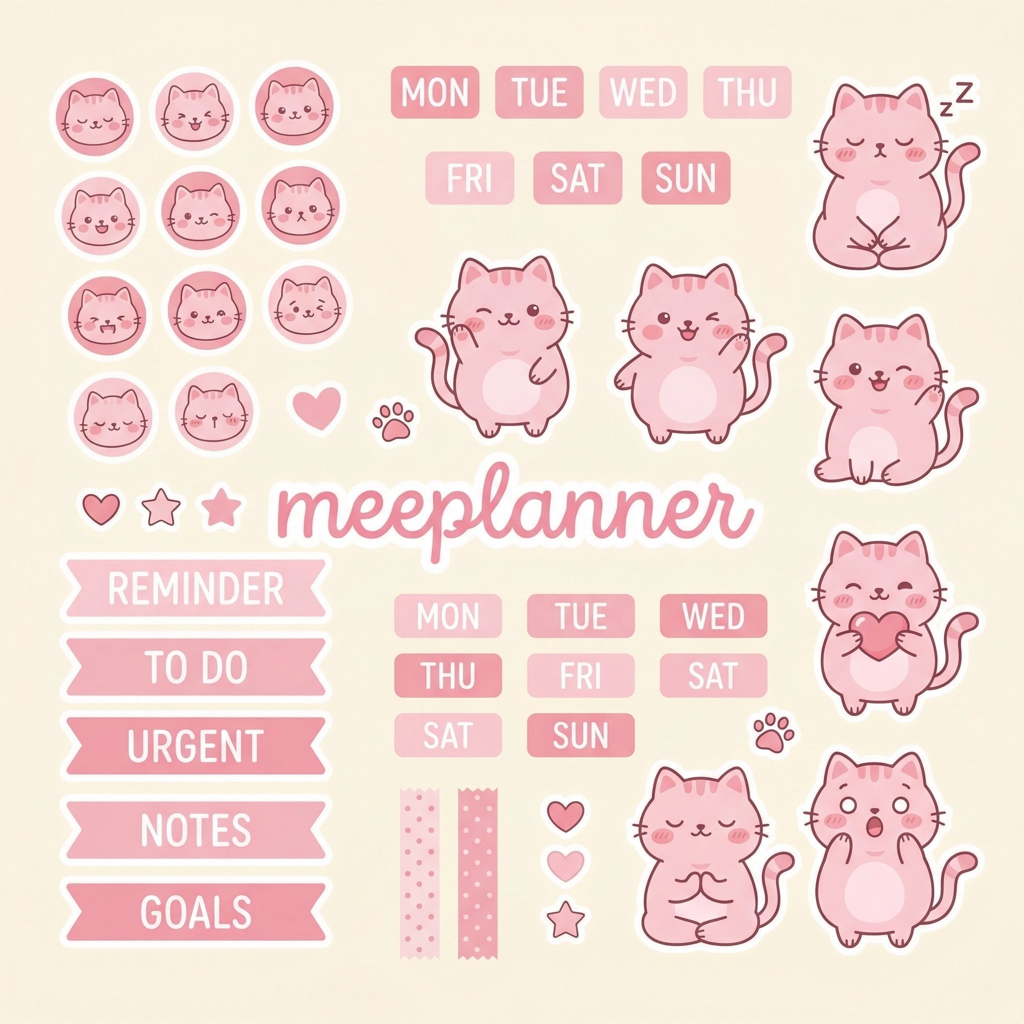Miu Jiu Cute Sticker Series 03 - Cat | (+200 Sticker) - New! - Meeplanner