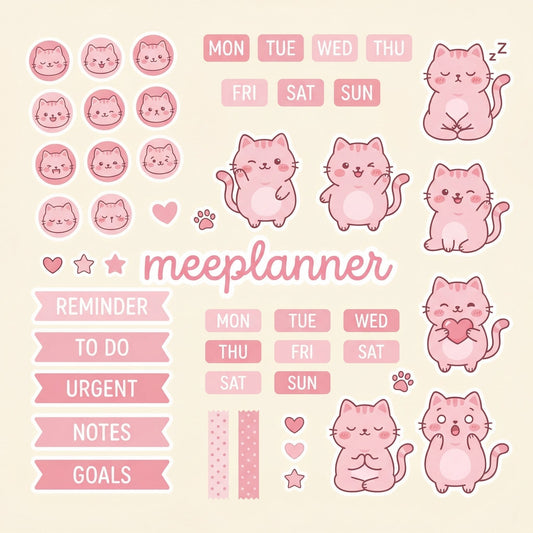 Miu Jiu Cute Sticker Series 03 - Cat | (+200 Sticker) - New! - Meeplanner