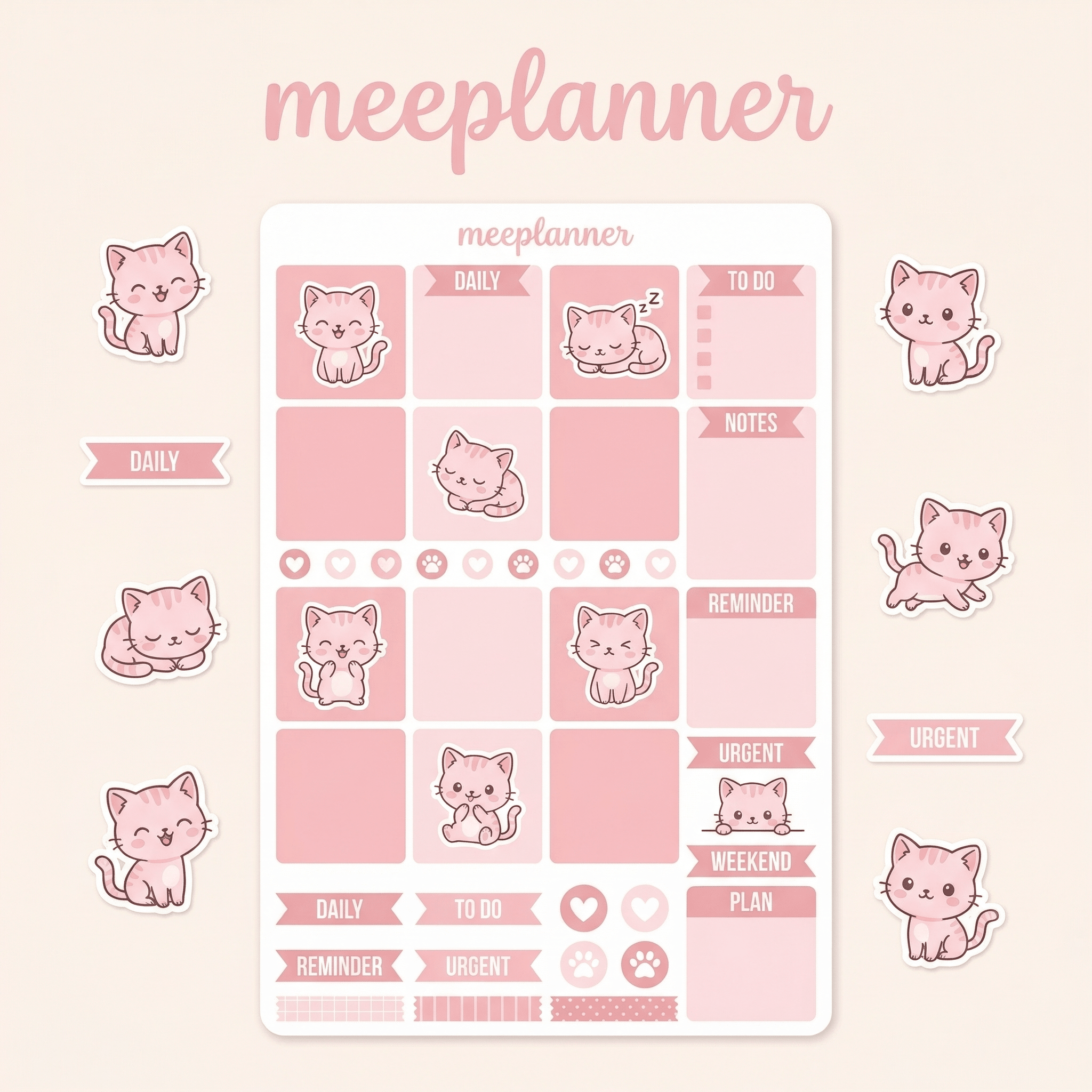 Miu Jiu Cute Sticker Series 03 - Cat | (+200 Sticker) - New! - Meeplanner