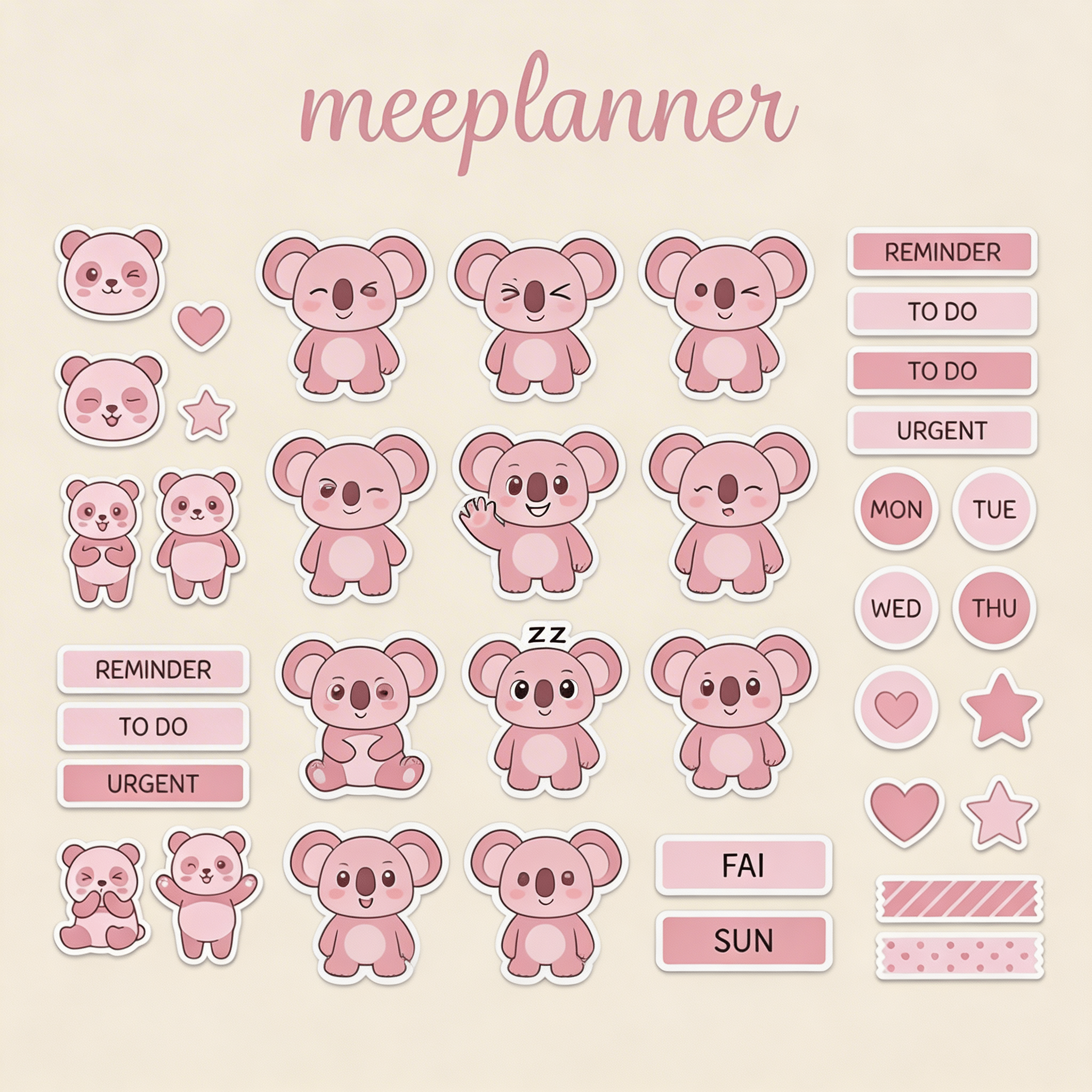 Miu Jiu Cute Sticker Series 04 (Koala) - (+200 Sticker) - New! - Meeplanner