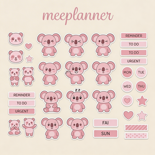 Miu Jiu Cute Sticker Series 04 (Koala) - (+200 Sticker) - New! - Meeplanner