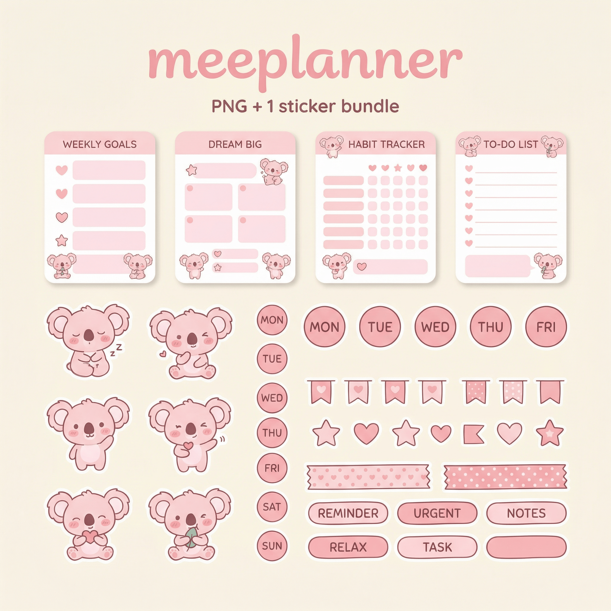 Miu Jiu Cute Sticker Series 04 (Koala) - (+200 Sticker) - New! - Meeplanner