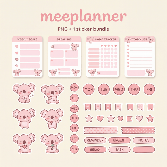 Miu Jiu Cute Sticker Series 04 (Koala) - (+200 Sticker) - New! - Meeplanner