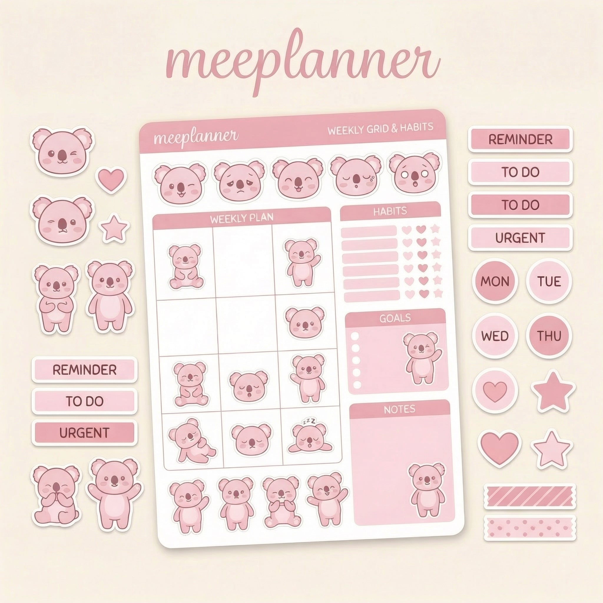Miu Jiu Cute Sticker Series 04 (Koala) - (+200 Sticker) - New! - Meeplanner