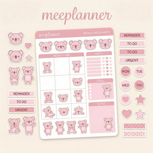 Miu Jiu Cute Sticker Series 04 (Koala) - (+200 Sticker) - New! - Meeplanner