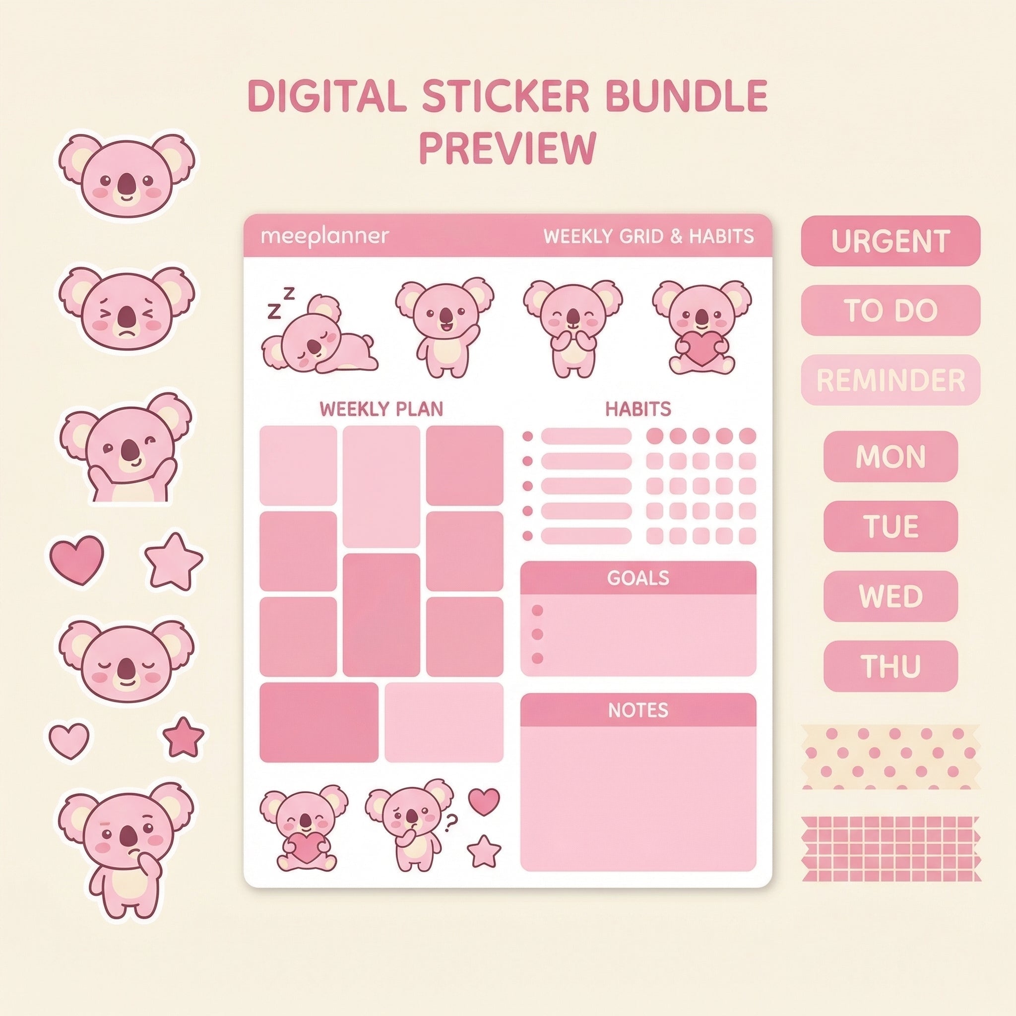 Miu Jiu Cute Sticker Series 04 (Koala) - (+200 Sticker) - New! - Meeplanner