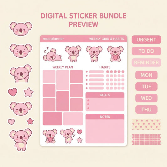 Miu Jiu Cute Sticker Series 04 (Koala) - (+200 Sticker) - New! - Meeplanner