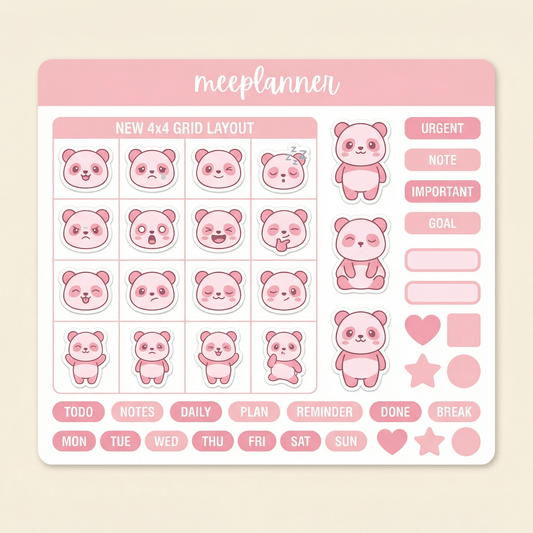 Miu Jiu Cute Sticker Series 04 (Panda) | (+200 Sticker) - New! - Meeplanner