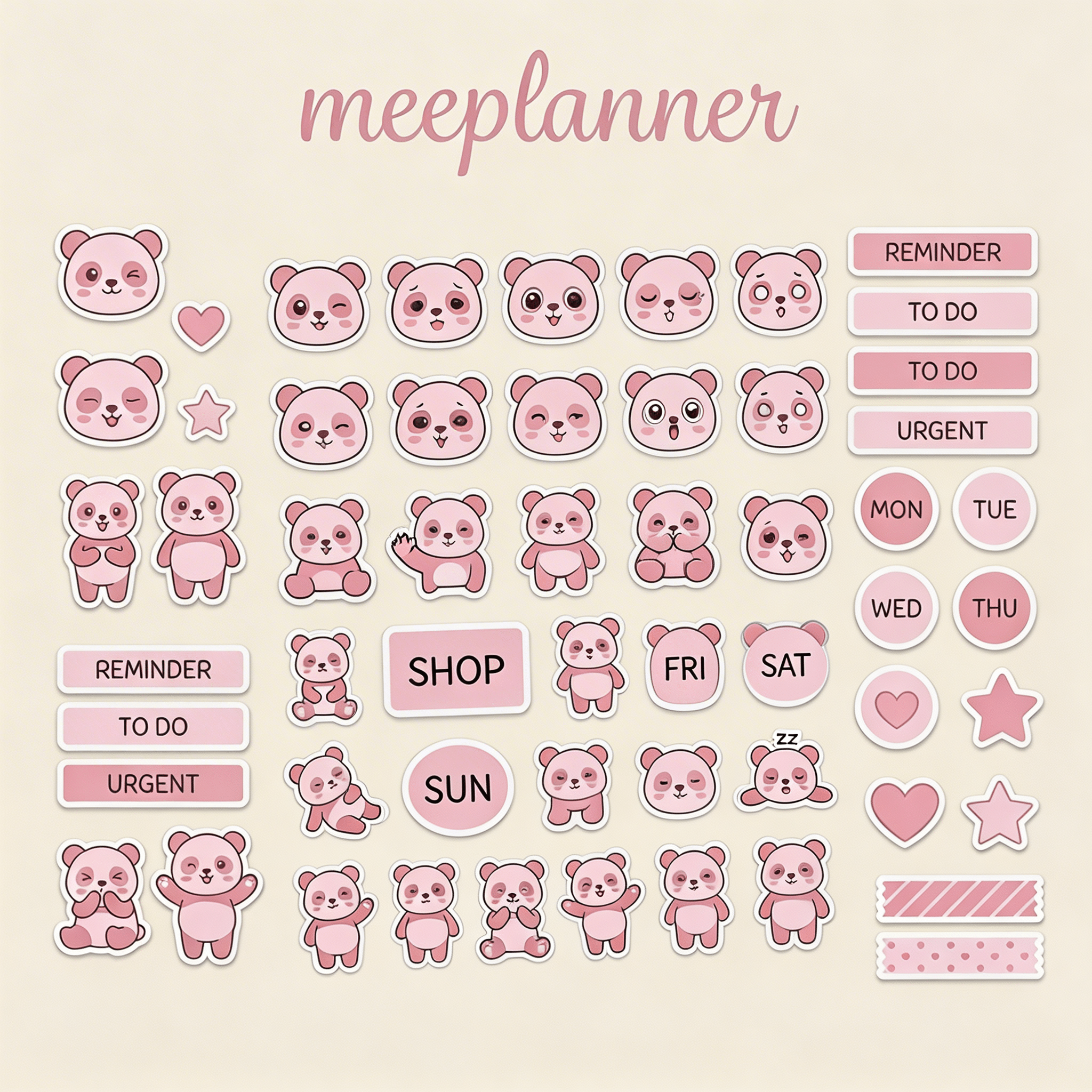 Miu Jiu Cute Sticker Series 04 (Panda) | (+200 Sticker) - New! - Meeplanner