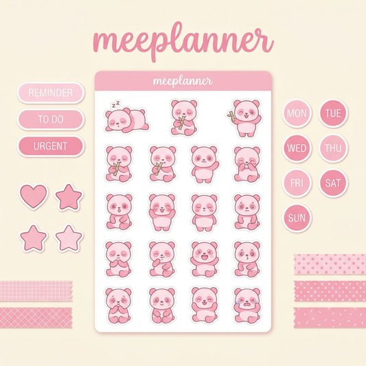 Miu Jiu Cute Sticker Series 04 (Panda) | (+200 Sticker) - New! - Meeplanner