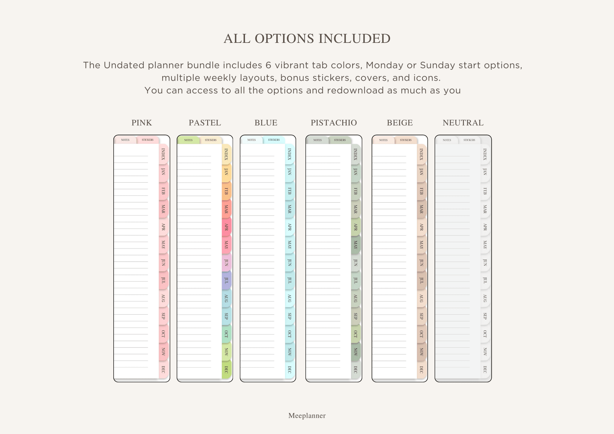 Undated Premium Planner - Meeplanner