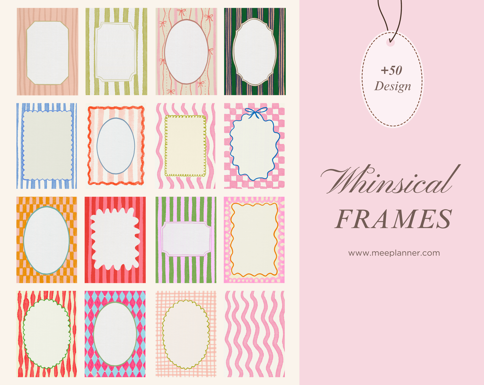 Whimsical Frames Digital Stickers - Meeplanner